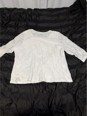 C.D. Daniels White Lace Top Plus Size 1X Boho Cottagecore